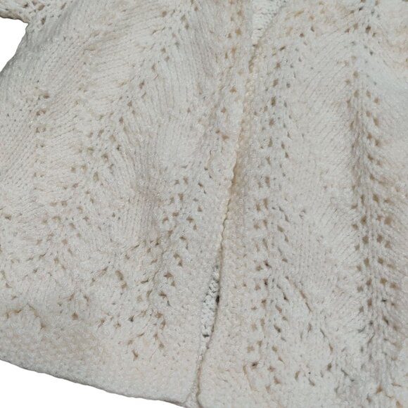 Handmade 12–18M Vintage Baby Cardigan Sweater Cream Open Knit Lightweight - Picture 3 of 5